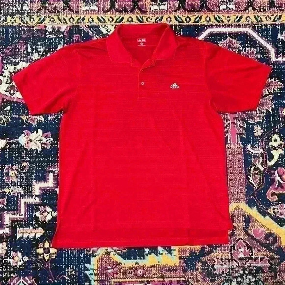 ADIDAS GOLF SHORT SLEEVE RED POLO SHIRT MENS LARGE EXCELLENT CONDITION - Picture 1 of 2